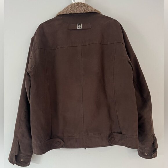 Rainforest Brown Hooded Coat Mens Size L Faux Suede Winter Jacket - Picture 2 of 10